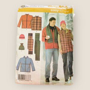 Vintage Simplicity Sewing Pattern 4803 Unisex Jacket Vest Hats Scarf Size XL-XXX